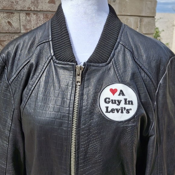 Barneys Originals Leather Jacket, Levi's Patch ❤️ A Guy In Levi's, Women Size S - Picture 9 of 16